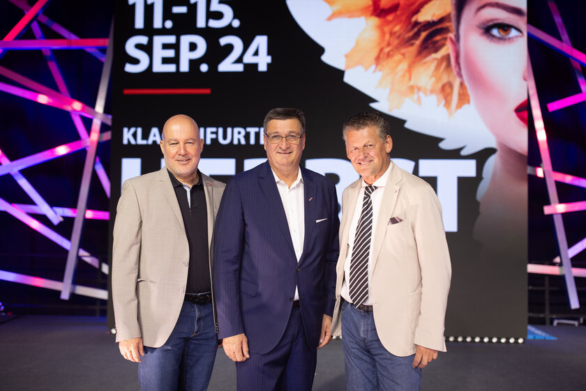 v.l.: Kärntner Messen Geschäftsführer Mag. Dr. Bernhard Erler, Wirtschaftskammer Kärnten Präsiden Jürgen Mandl, MBA und Bürgermeister Christian Scheider bei der Eröffnung der Herbstmesse. Foto: StadtKommunikation/Zangerle